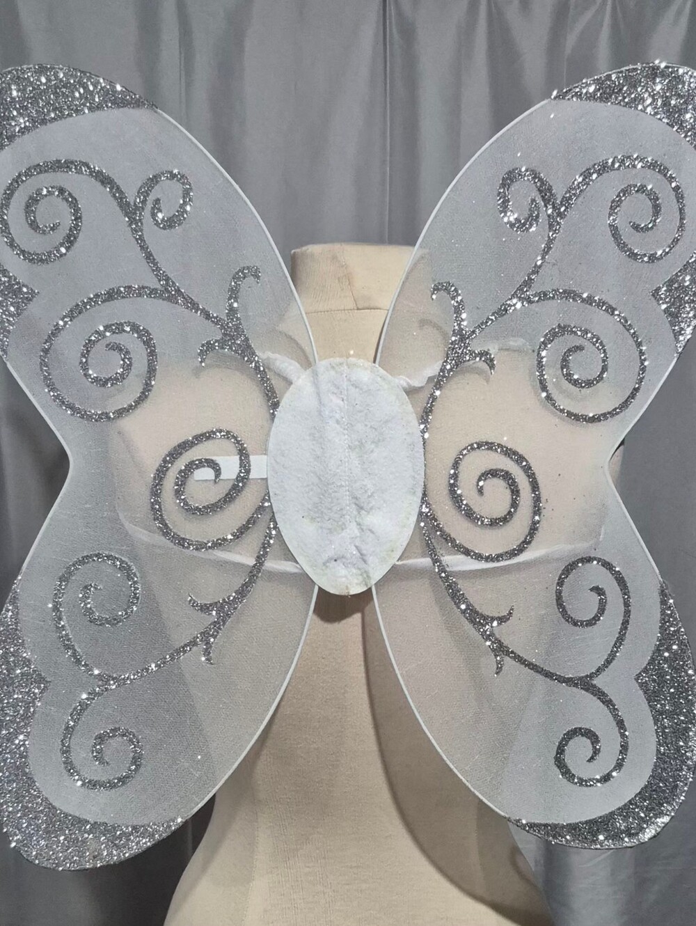 Amscan White and Silver Glitter Butterfly Wings Costume Accessory